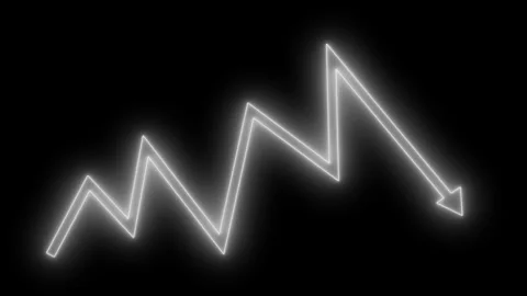 Glowing neon zigzag arrow background rising then dipping animation Vidéo 335101055