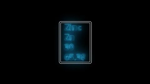 Glowing neon Zinc element animation. Neon Zinc element animated on black ba.. Vidéo 341675748