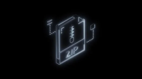 Glowing neon zip file icon animation futuristic digital data compression te.. Video stock 314702430