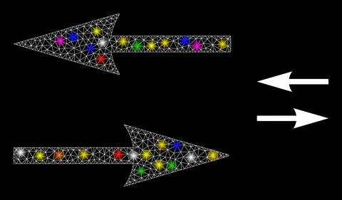 Glowing Net Flip Arrows Icon with Glare Color Light Spots Illustrazione stock