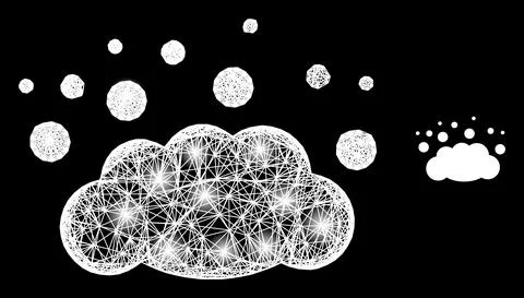 Glowing Net Mesh Cloud Emission with Light Spots Illustrazione stock