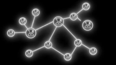 Glowing network of angry faces animation Stock Footage 325258585