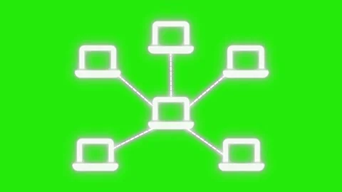 Glowing network of connected computers animation on a black background Stock-Footage 320732186