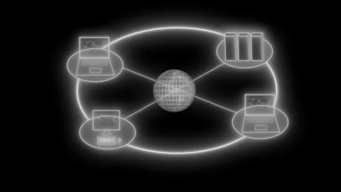 Glowing Network Diagram with Computers and Servers Animation Stock Footage 327015393