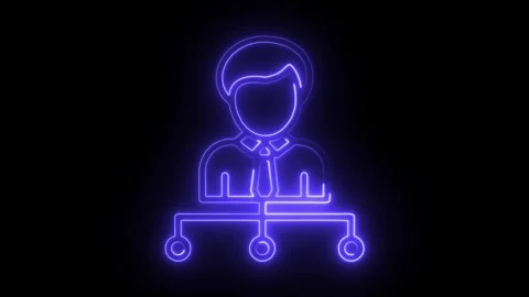 Glowing network hierarchy illustration animated corporate management struct.. Stock Footage 309911733