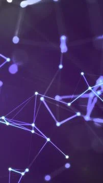 A glowing network of interconnected purple nodes and lines forming a futurist Stock Illustration