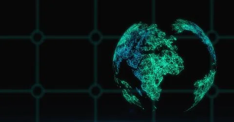 Glowing network lines on digital globe representing global technology Stock Illustration