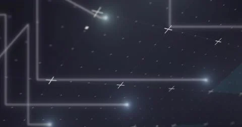 Glowing network lines forming digital UI background, showing luminous nodes and Stock Illustration