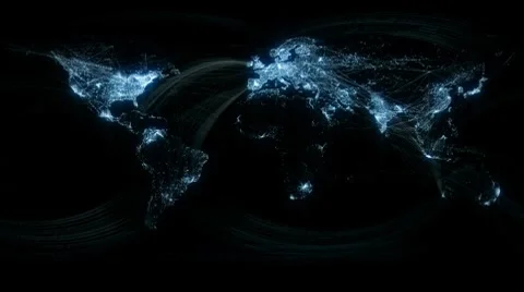 Glowing Network Lines Lighting Up World Map HD Stock Footage