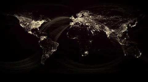 Glowing Network Lines Lighting Up World Map (Gold Version) HD Stock Footage 8931533