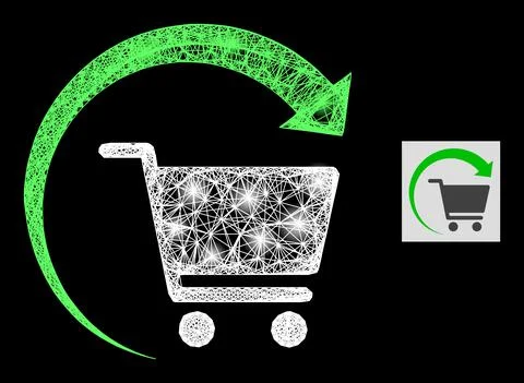 Glowing Network Mesh Repeat Shopping Order with Light Spots Stockillustratie