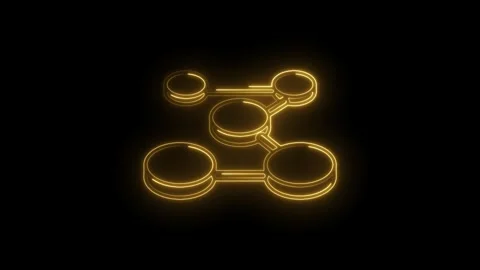 Glowing network node connection concept illustration with golden neon outli.. 스톡 동영상 312329865