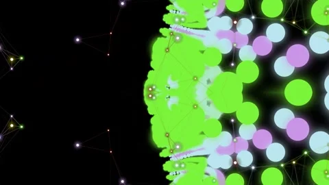 Glowing Network Nodes and Abstract Colorful Molecule Clusters Stock Footage 329567770