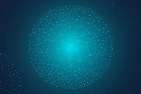 Glowing Network Sphere Background Digital Data Mesh Design Stock Illustration