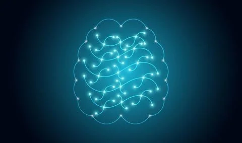 Glowing Neural Brain Artificial Intelligence Technology Background Stock Illustration