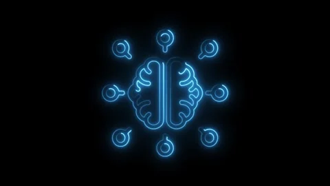 Glowing neural network brain model ai deep learning with futuristic style o.. Stock Footage 314650678