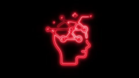 Glowing Neural Network Icon and Symbol in HD Video Neon Stock Footage 304556903