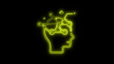 Glowing Neural Network Icon and Symbol in HD Video Neon 库存影片 304556905