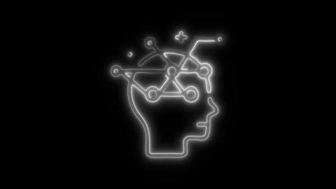 Glowing Neural Network Icon and Symbol in HD Video Neon 動画素材 304556907