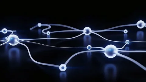 Glowing Neural Network with Minimal Lines on Black Background. Stock Footage 317276001