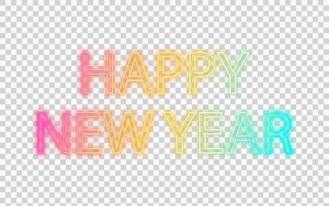 Glowing New Year Text Effect with Transparent Background Stock-Illustration