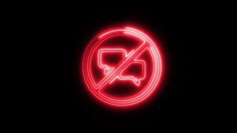 Glowing No Chat Icon and Symbol in HD Video Neon Stock Footage 304559067
