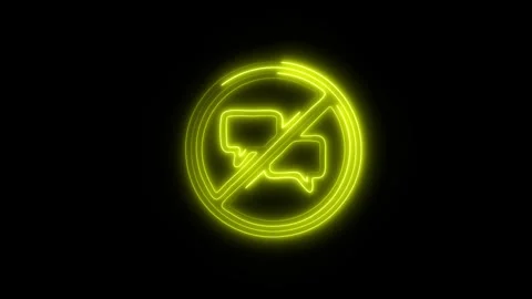 Glowing No Chat Icon and Symbol in HD Video Neon Stock Footage 304559068