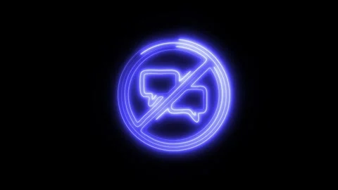 Glowing No Chat Icon and Symbol in HD Video Neon Stock Footage 304559071