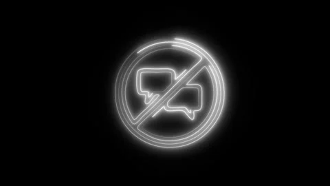 Glowing No Chat Icon and Symbol in HD Video Neon Stock Footage 304559074
