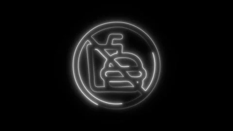 Glowing No Drinks Icon and Symbol in HD Video Neon Stock Footage 304560951