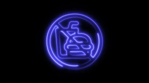 Glowing No Drinks Icon and Symbol in HD Video Neon Stock Footage 304560952