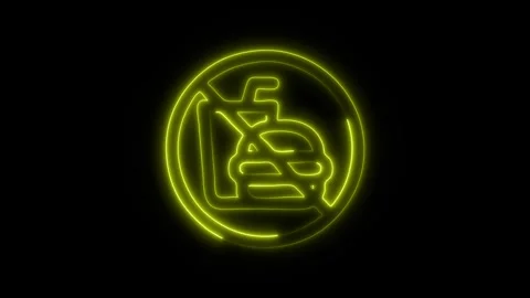 Glowing No Drinks Icon and Symbol in HD Video Neon Stock Footage 304560953