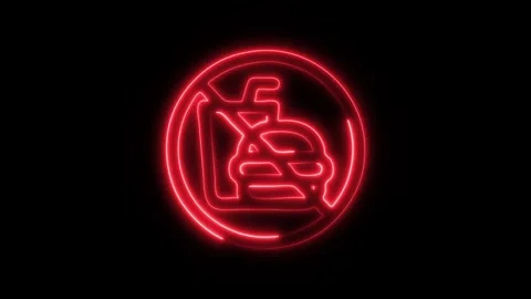 Glowing No Drinks Icon and Symbol in HD Video Neon Stock Footage 304560956