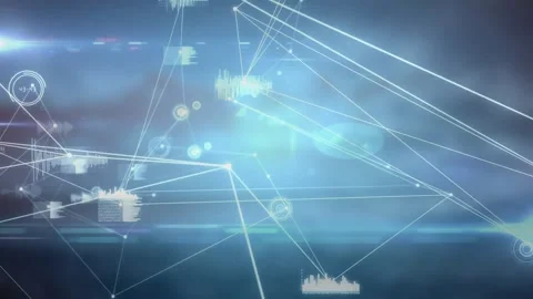 Glowing node initiating network visualization circles emerging, lines extending, Stock Footage 330256167