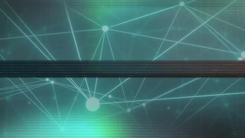 Glowing node-line network reacting to scanline sweeping center, pulsing, Stock Footage 334768826