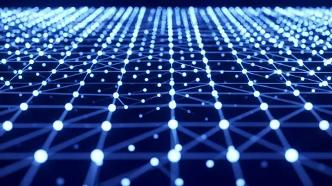 Glowing Node Network Expanding on Dark Blue Background Stock Footage 313324290