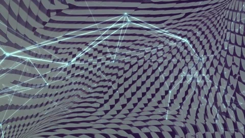 Glowing node network lighting up from lower-left ripple, forming links and Video stock 334768718