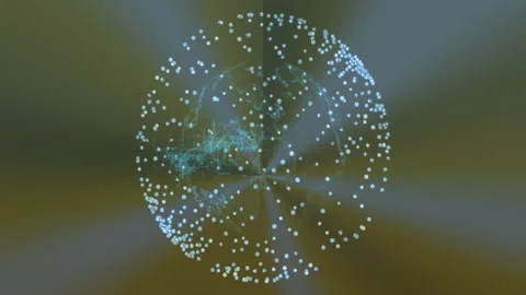 Glowing node sphere appearing and rotating to reveal blue network scaffold Stock Footage 311048972