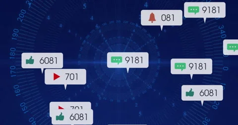 Glowing node starting notification badges clustering, scattering, fading on grid 스톡 동영상 312845535