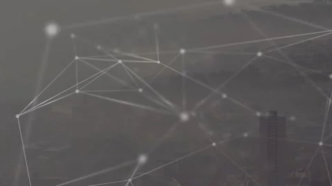 Glowing node web appearing left pulsing, drifting rightward reshaping and Stock Footage 322120255
