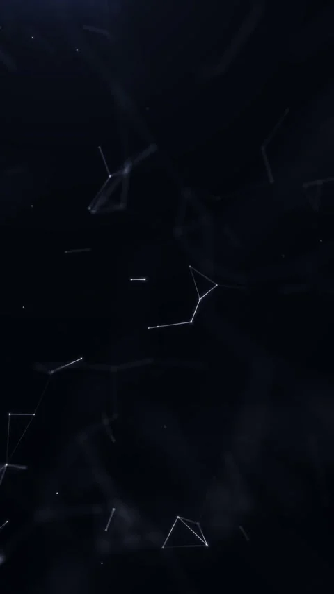 Glowing nodes and fine lines form a sparse neural network on a dark vertica.. Stock Footage 337346886