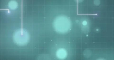 Glowing nodes appearing from edges, moving inward along grid, tracing network Stock Footage 329506204