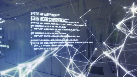Glowing nodes materializing weaving network code expanding projecting Stock Footage 310658745