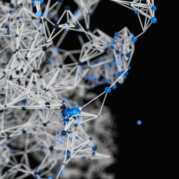 Glowing nodes with variational lines, 3d rendering Illustrazione stock