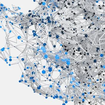 Glowing nodes with variational lines, 3d rendering Stock Illustration