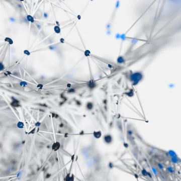 Glowing nodes with variational lines, 3d rendering Stock Illustration