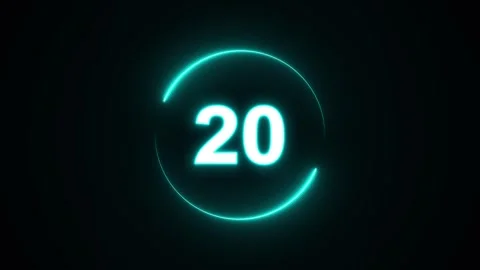 Glowing number 24 inside a turquoise circular progress ring background, sleek di Stock Footage 340456636