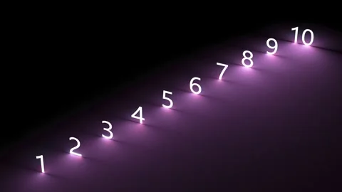 Glowing numbers from 1 to 10. Abstract numbers one to ten,animation.3D render Stock Footage 267706002