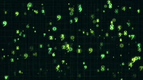 Glowing Numbers Floating in Digital Abstract Green Matrix Background Vidéo 309518265