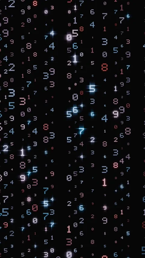 Glowing numbers shifting across a black digital background Stock Footage 346662352